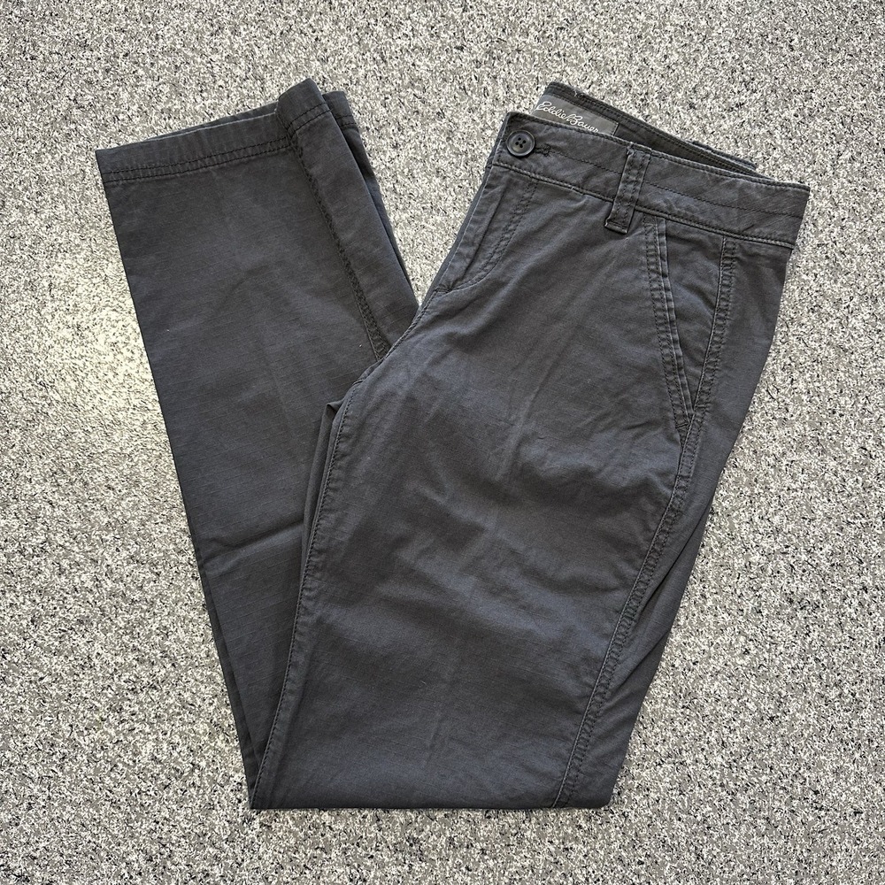 Eddie Bauer Pants Womens 4 30x31 Relaxed Straight Chino Stretch Dark Grey